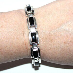 Sterling Silver Southwestern Onyx Bracelet 36 Grams
